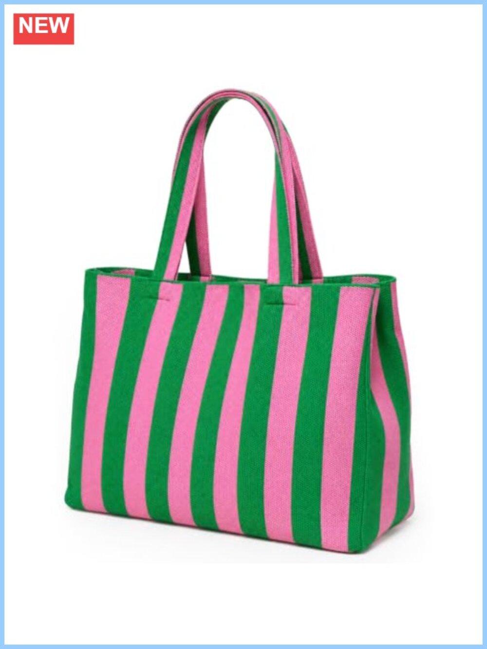 Striped Knit Tote Bag Large Capacity Shoulder Bag Beach Travel